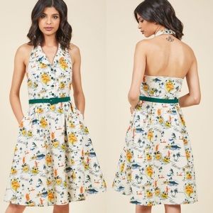 ModCloth Hawaii print halter dress